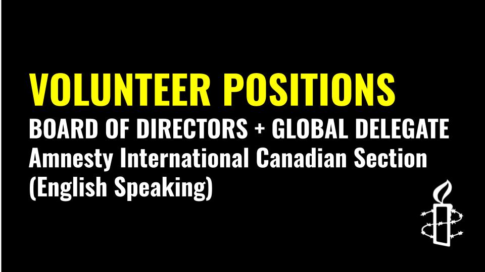 VOLUNTEER POSITIONS Amnesty International Canadian Section (English Speaking)